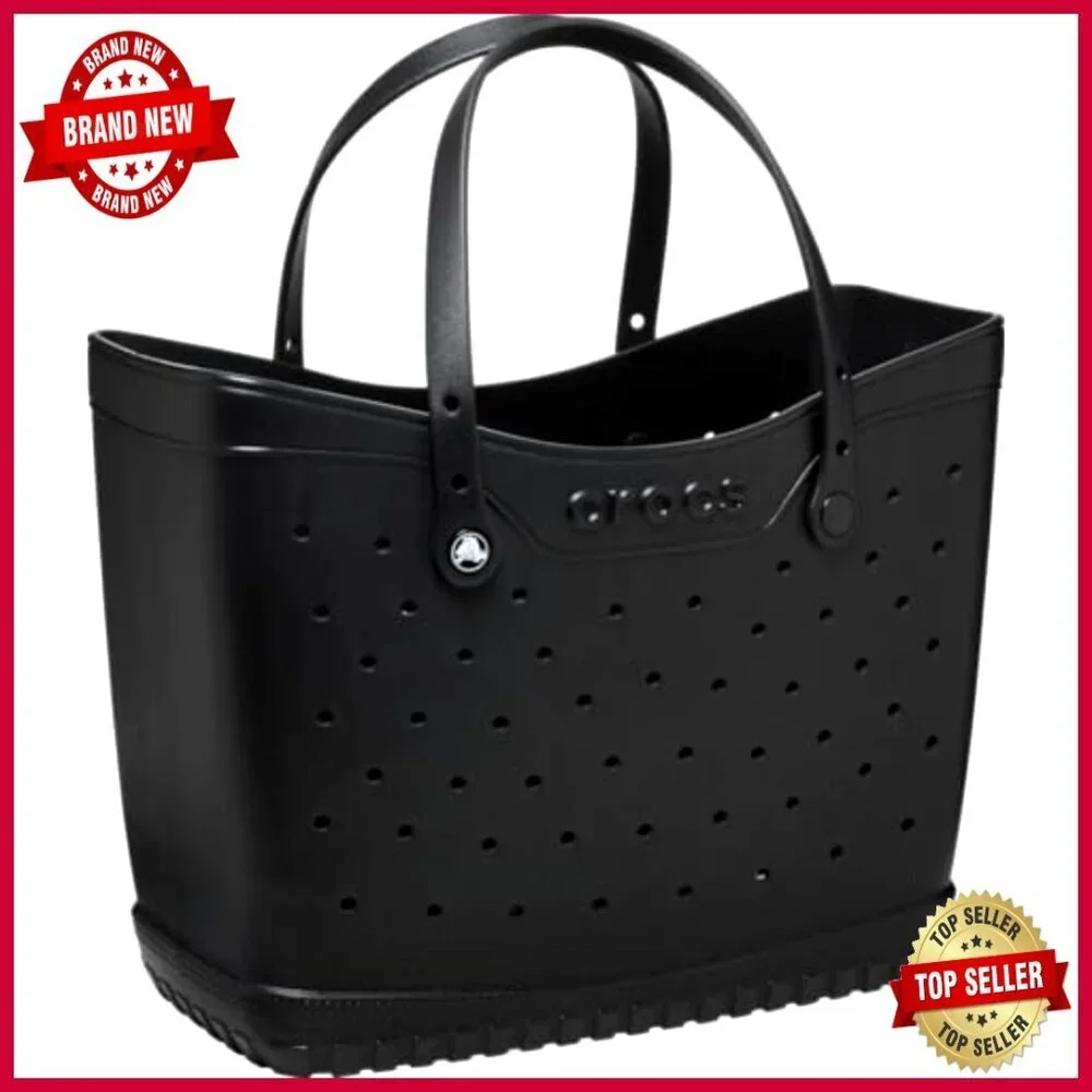 Large Durable Tote Bag with Jibbitz Charm Holes, Soft Straps, Washable